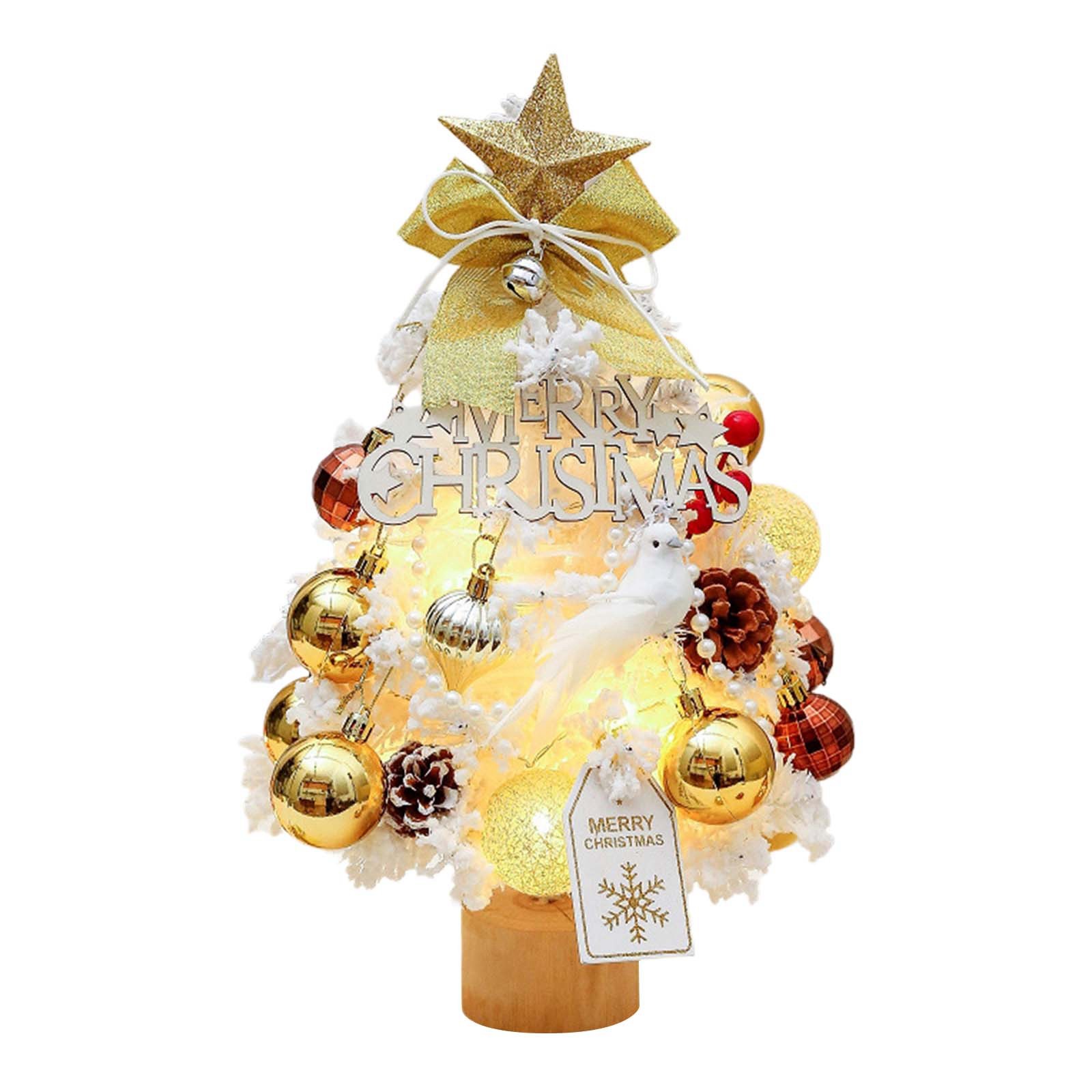Sapin De Noël Lumineux De Table 45 Cm - Artificiel Avec Guirlandes LED Intégrées, Boules Décoratives, Alimentation Par Piles