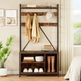 thumbnail image 1 of Hall Tree with Bench and Shoe Storage, 5 in 1 Coat Rack with Shoe Bench, Entryway Furniture with 8 Hooks, Farmfouse Style, 1 of 8