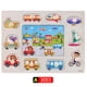 thumbnail image 1 of Tablero de mano de madera para niños, rompecabezas tridimensional digital con forma de animal, bloques de construcción, juguetes para muñecas, 1 of 6