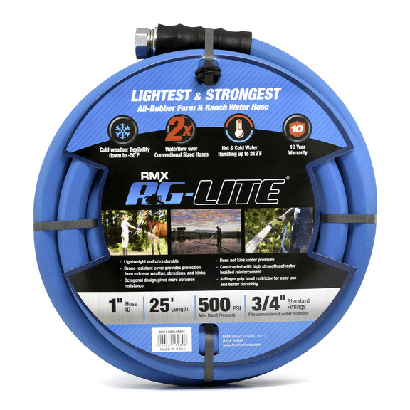 BluBird BSALONE25 AG-LITE 1" x 25' Hot/Cold Water Polyester Braided Rubber Hose