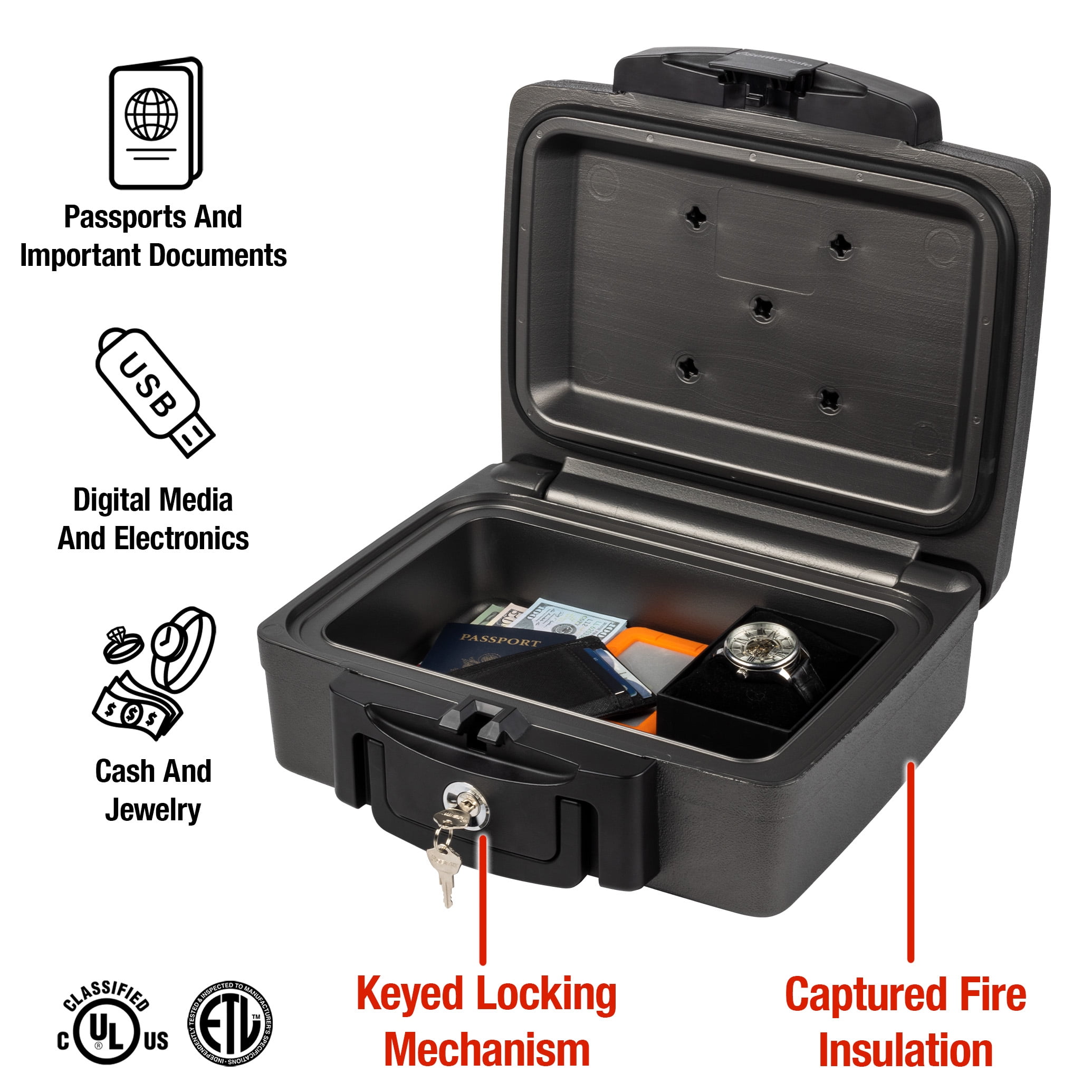 SentrySafe H0100 Fireproof & Waterproof Safety Security Box with Key Lock, 0.17 Cu. ft., Black for Home - Walmart.com SentrySafe H0100 Fireproof & Waterproof Safety Security Box with Key Lock, 0.17 Cu. ft., Black for Home - Walmart.com