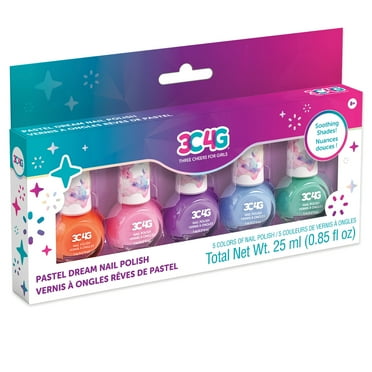3C4G: Pastel Dreams Nail Polish Set - 5 Bottles, Make It Real, Teens Tweens & Girls, Non-Toxic Long-Lasting Polish, Soothing Shades, Three Cheers For Girls, Kids Ages 8 