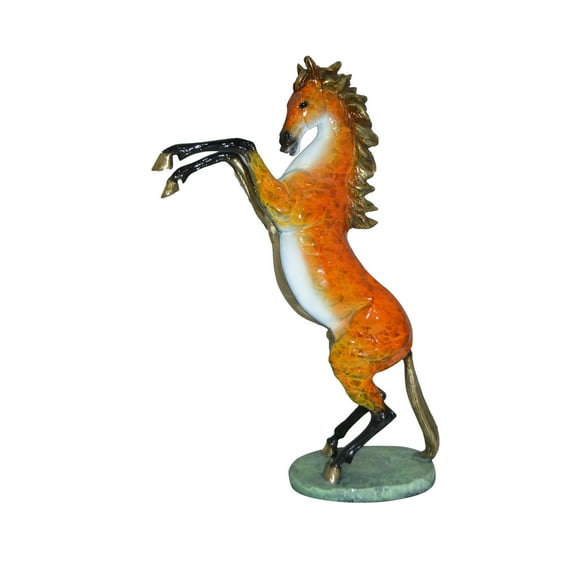 Horse on a Marble Base Bronze Statue - Size: 20"L x 8"W x 27"H.