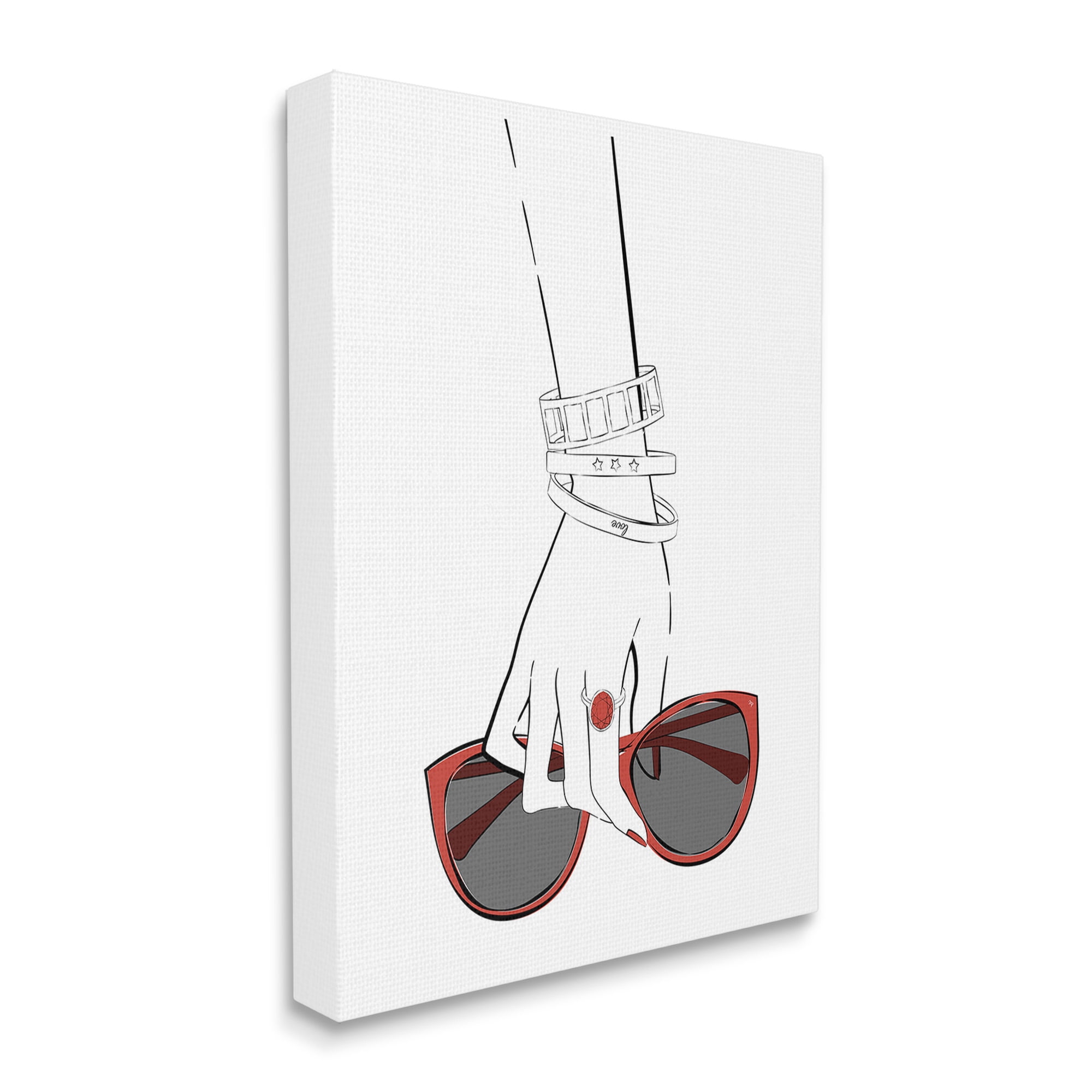 Stupell Industries Minimal Hand with Jewelry Beauty & Fashion Painting Gallery Wrapped Canvas Art Print Wall Art, 36 x 48