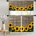 thumbnail image 6 of Sunflower Kitchen Curtains Sets for Windows Wood Sunflower Rod Pocket Short Tier Curtain Yellow Farmhouse Kitchen Curtains Decor 3 Piece Kitchen Curtains, 6 of 6