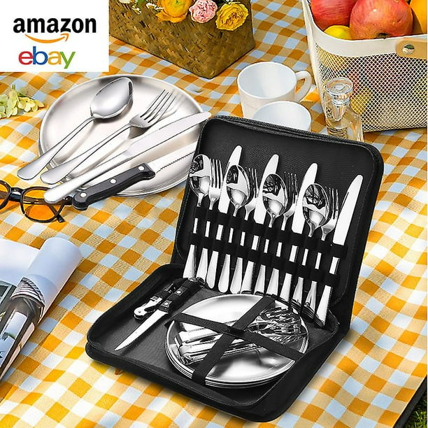 Cocina Camping Juego De Vajilla Camping 12 Piezas Acero Inoxidable