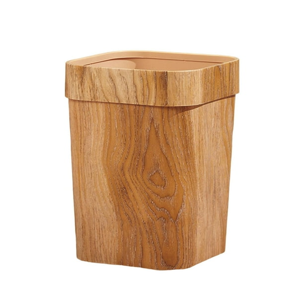 Bote de basura de grano de madera moderno, cesto de basura reutilizable para A