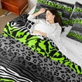 thumbnail image 4 of Castle Fairy Animal Leopard Cheetah Zebra Print Bedding Comforter Set 7pcs for Kids Teens Adults,Abstract Stripes Lines Queen Bedding Sets Super Cozy,Vintage Aesthetic Queen Sheet Sets, 4 of 7
