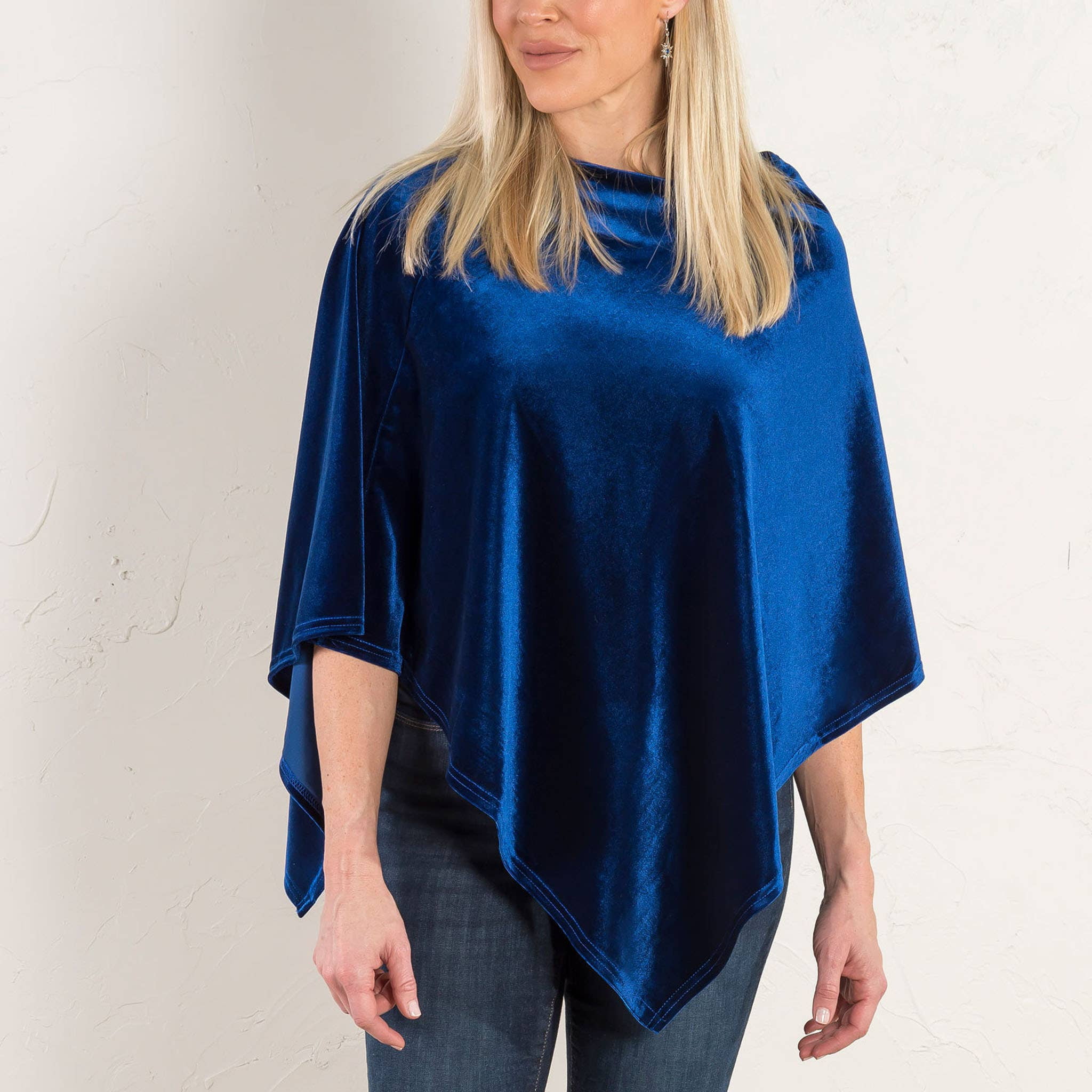 royal blue poncho sweater