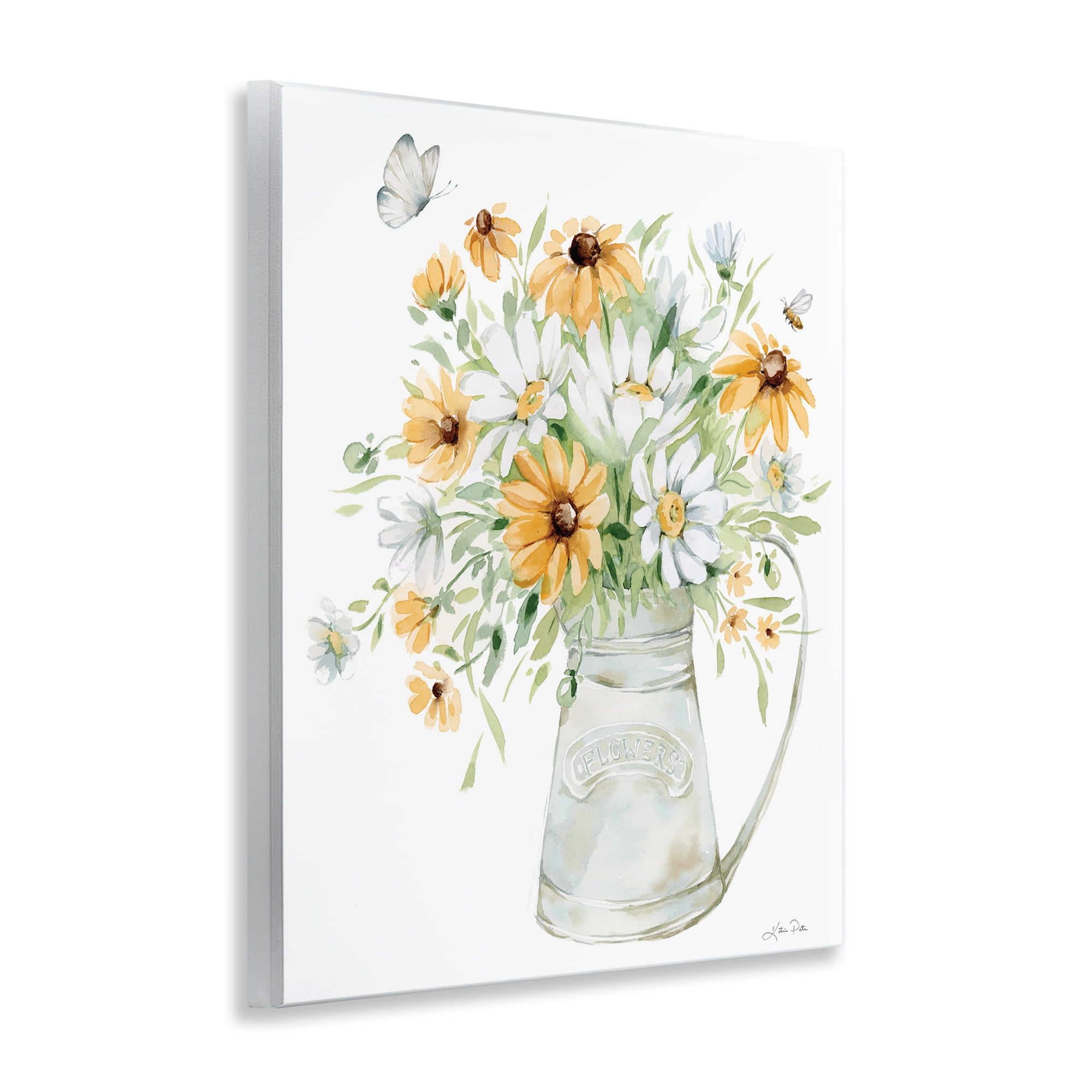 Stupell Industries Sunflowers & Daisies Vase Botanical & Floral Painting Unframed Art Print Wall Art, 11 x 14