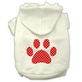 thumbnail image 3 of Pet Dog  Cat Hoodie Screen Printed, "Red Swiss Dots Paw", 3 of 10