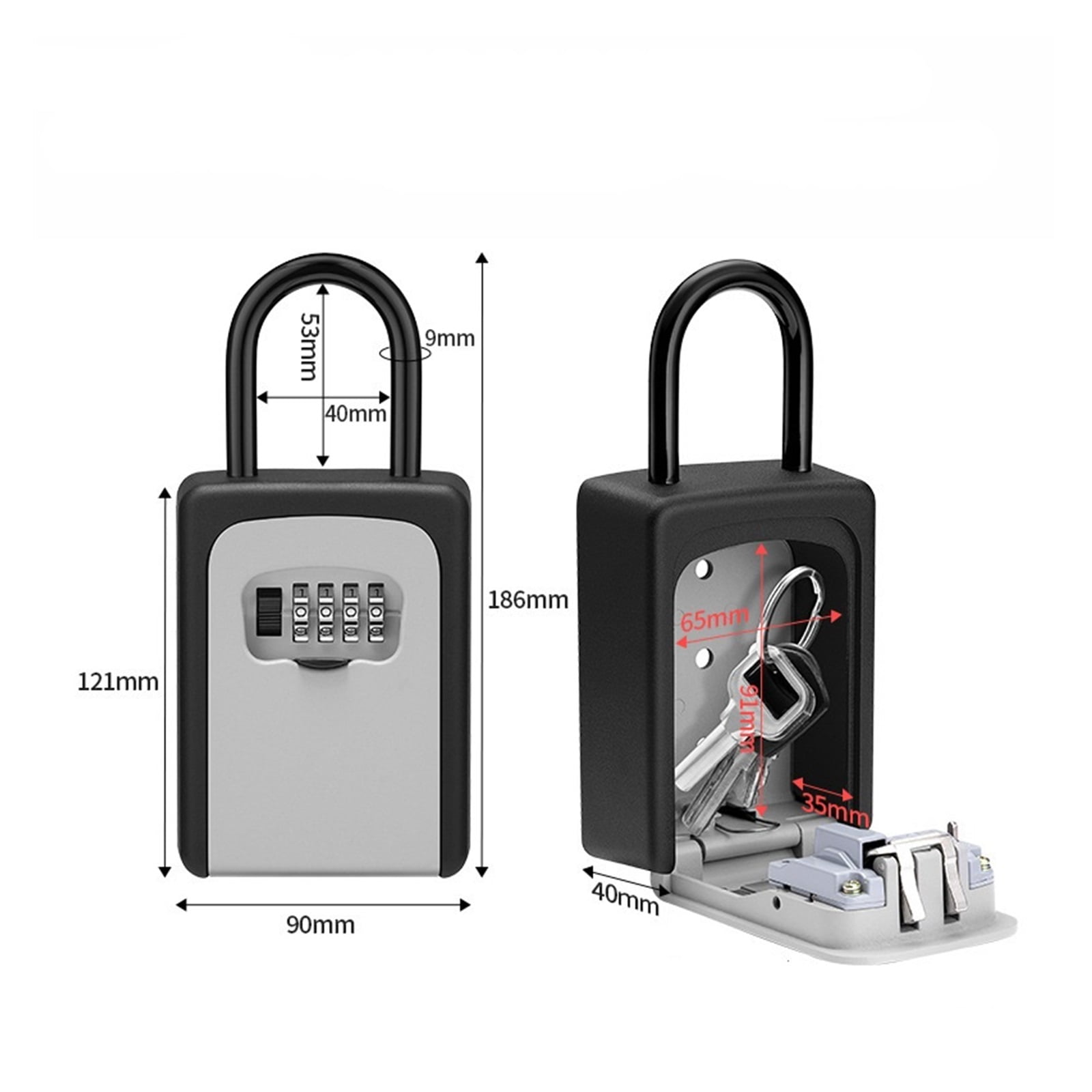 Metal Material Zinc Alloy Password Key Box, 4 Digital Password Key Safe, Outdoor ,House, Apartment, Office Key Storage