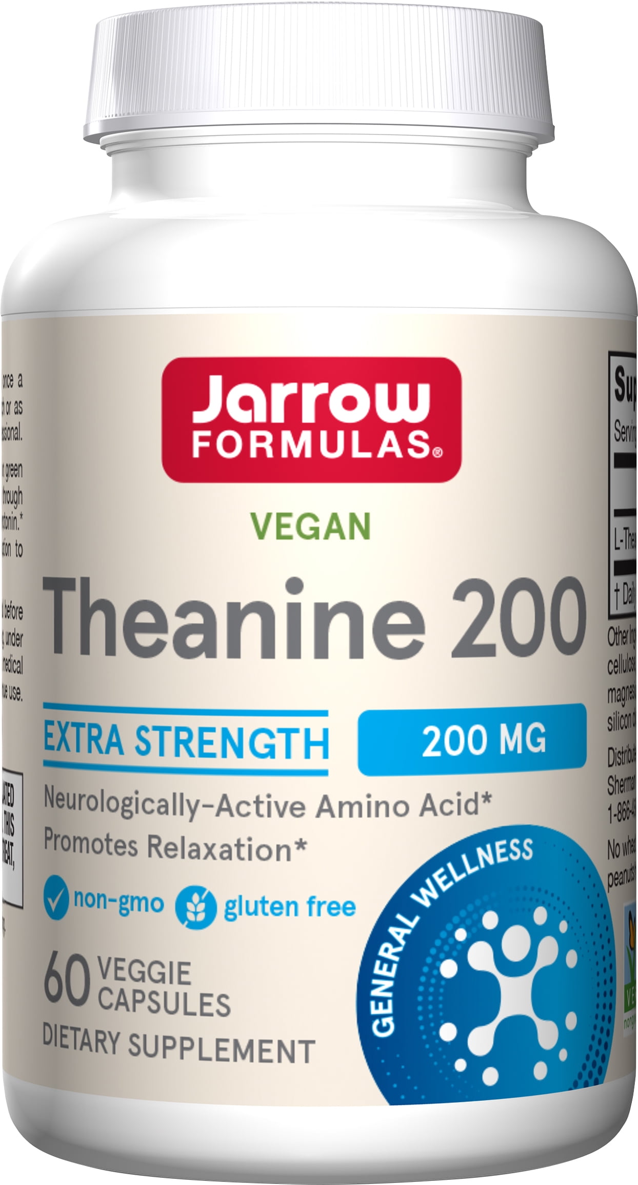 Jarrow Formulas Theanine 200, Promotes Relaxation, 200 mg, 60 Caps