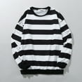 thumbnail image 2 of VNKIDY Men's Sweatshirt Fall Winter Soft Casual Striped Crewneck Sweatshirt Long Sleeve Loose Fit Pullover For Daily Leisure Wear Classic Tops, 2 of 7