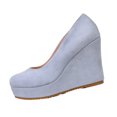 thumbnail image 2 of Willtoo Womens Platform Evening Suede Slip On Dress Solid Round Toe Wedge High Heel Pumps Shoes Sky Blue, 2 of 4