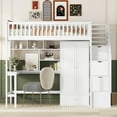 thumbnail image 2 of Loft Bed Twin Size with Desk, Twin Loft Bed with Bookshelves and 4 Steps Storage Staircase, Built-in Large Drawers and Wardrobe, Twin Size Loft Bed for Dorm, Boys & Girls, Teens, White, 2 of 9