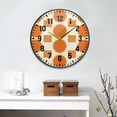 thumbnail image 2 of Yayeee Wall Clock Battery Operated 9.5" Silent Quartz Non-Ticking for Living Room Decor, Orange Geometric Pattern, 2 of 8