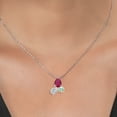thumbnail image 3 of 925 Silver and 10K Yellow Gold Created Ruby Lab Grown Diamond and Mercury Mist Mystic Topaz Pendant Necklace for Women | 2.50 Cttw | Pear Shape 8X6MM | Oval 7X5MM | Round 5MM | with 18 inch Chain, 3 of 4