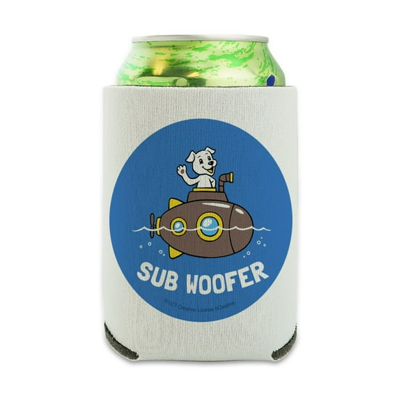 Sub Woofer Dog Submarine Funny Humor Can Cooler - Drink Sleeve Hugger Collapsible Insulator - Beverage Insulated Holder