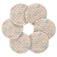 thumbnail image 7 of Yayeee 6 PCS Drink Coasters with Holder Set Woven Absorbent Round Tabletop Hot Pad, Small Pink Pattern, 7 of 7