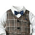 thumbnail image 4 of Gubotare Baby Suit Toddler Boy Clothes Suit Gentleman Wedding Outfits Kids Formal Dress Shirt Bowtie Long Suspender Pants Overalls 12 18 Months,(Coffee 12-18 Months), 4 of 4