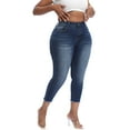 thumbnail image 5 of Gocolloa Womens Plus Size Capri Jeans Stretchy High Waisted Skinny Denim Capris Pants Royal Blue 18W, 5 of 6