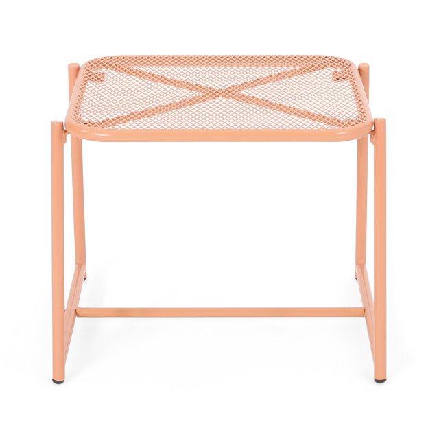 Mesa auxiliar para exteriores Benzara Elie, 50 cm, malla, naranja