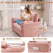 BedLuxury 47'' Wide Loveseat, 2-seat Chenille sofa with 2 Pillows for Living Room and Small Spaces, Pink