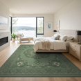 thumbnail image 3 of ODIKA 9'x12' Washable Area Rug Non-Shedding, Easy Care Boho Farmhouse Vine Border Entry Botanical Trailing Door Entryway Refined for Master Suite, California King, Under Bed, 3 of 7