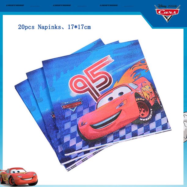 Decoración de fiesta de cumpleaños de Disney Cars, vajilla de papel de dibujos animados McQueen, taza, plato, servilleta, suministros de fiesta DIY, decoración de Baby Shower para niños