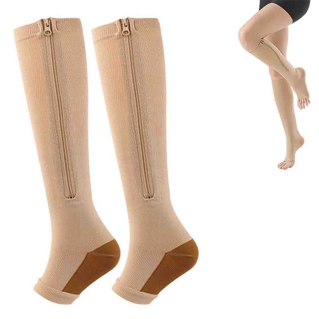 EGNMCR Chaussettes Zipo pour Varices, Chaussettes Compressées, Chaussettes de Pression Exposées, Chaussettes de Sport, Chaussettes de Course bits bits