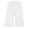 thumbnail image 5 of Casual Cotton Linen Bermuda Shorts for Women High Waist Knee Length Short Pant with Pockets, Color Block Lace Pants ,Comfy Beach & Travel Shorts for Summer, 5 of 6