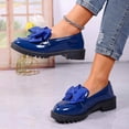 thumbnail image 4 of Womens Platform Loafers Royal Blue, Chunky Slip On Shoes with Bow Detail, Comfortable Casual Walking Shoes,Size 5.5, 4 of 9
