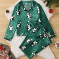 thumbnail image 6 of Uccdo Mommy and Me Family Matching Christmas Pajamas Set Boys Girls Silk Satin Button Down Sleepwear Xmas 2Pcs Pjs Set, 6-13 Years, 6 of 7