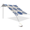 thumbnail image 3 of Portable Beach Tent Sun Shelter With Ground Pegs Water And Wind Resistant Sun Shade Canopy Angle Adjustable Porcelain-style Peony Flower, 3 of 7