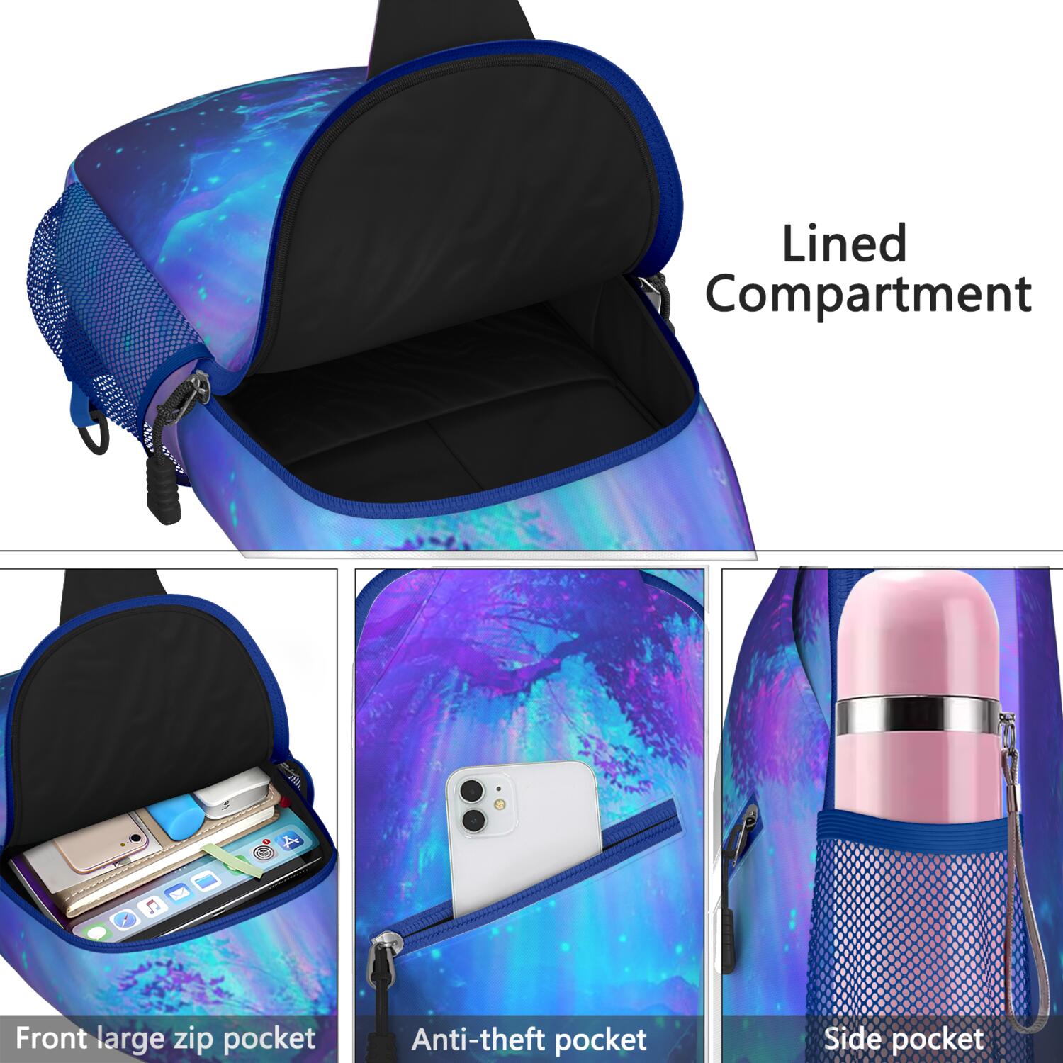 Star Themed Crossbody Bag - Lightweight Chest Backpack for Men & Women - Spacious & Organized for Travel