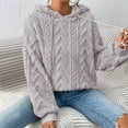 thumbnail image 4 of Women's Textured Knit Sweater Hooded Long Sleeve Pullover Warm Comfortable Winter Top Grey XXL, 4 of 6