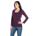 thumbnail image 2 of 24/7 Comfort Apparel Women's Solid Long Sleeve Scoop Neck Tee, 2 of 4