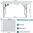 thumbnail image 3 of XF XINFENG 4ft Folding Table, Height Adjustable Heavy Duty Plastic Table with Handle  – Portable for Camping, BBQ, Party, Home & Outdoor,  White, 3 of 8