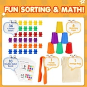 Bmag 36 Counting Bears With Matching Sorting Cups, Preschool Learning Toys Color Recognition Educational Math Games Toy Gift for Kids