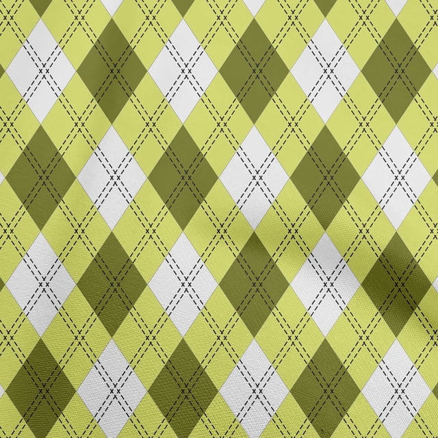 oneOone Polyester Spandex Lime Fabric Check Dress Material Fabric Print Fabric By The Yard 56 Inch Wide