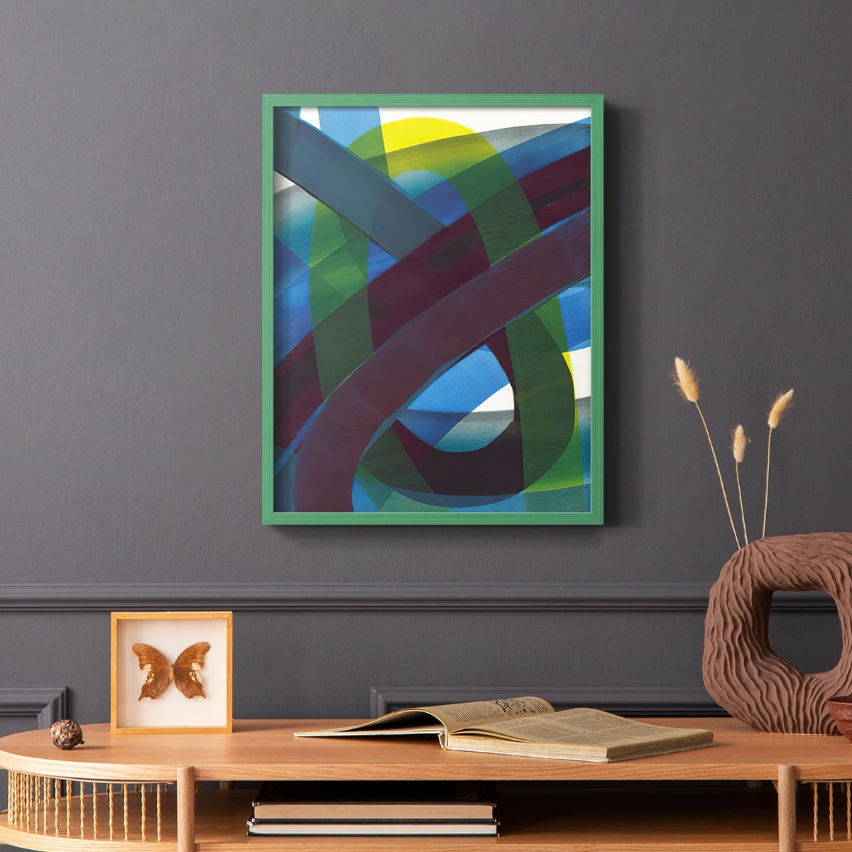 Cool Network I Framed Print in Green Solid Wood Framed Print No Nail Hanging