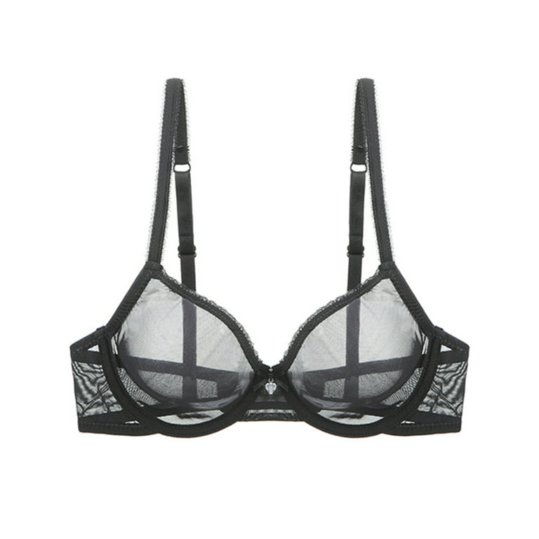 Women See-Through Lace Soft Transparent Everyday Bra Pack2