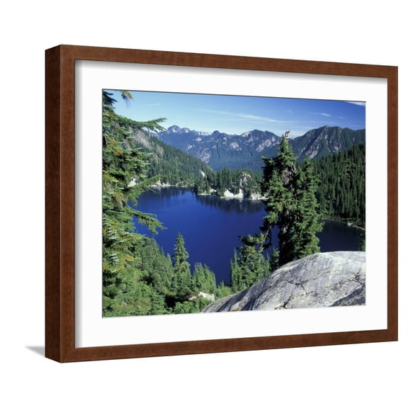 Art.com Snow Lake, Snoqualmie Pass, Alpine Lakes Wilderness, Washington, USA Photographic Print by Jamie & Judy Wild, Brown Frame Wall Art, 21" x 17"