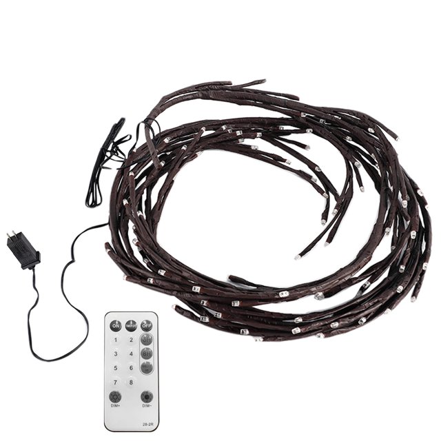 Cadena Rama Parpadeante 72/144 LED Hadas Ratán Con Control Remoto Vid Alimentación USB para Sala Estar Rojo