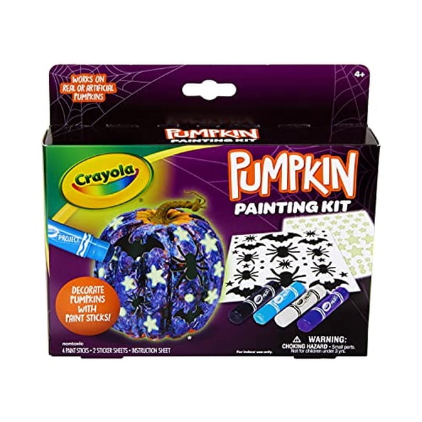 Crayola Galaxy No Carve Pumpkin Decorating Kit, Less Mess Kids Paint Set, Glow in The Dark Stickers