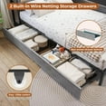 thumbnail image 4 of Aunfebrco Corner Twin Bed Frame with Charging Station, Twin Size Metal Platform Bed Frame with Storage Shelves&2 Drawers, Gray Daybeds for Living Room Bedroom, 4 of 9