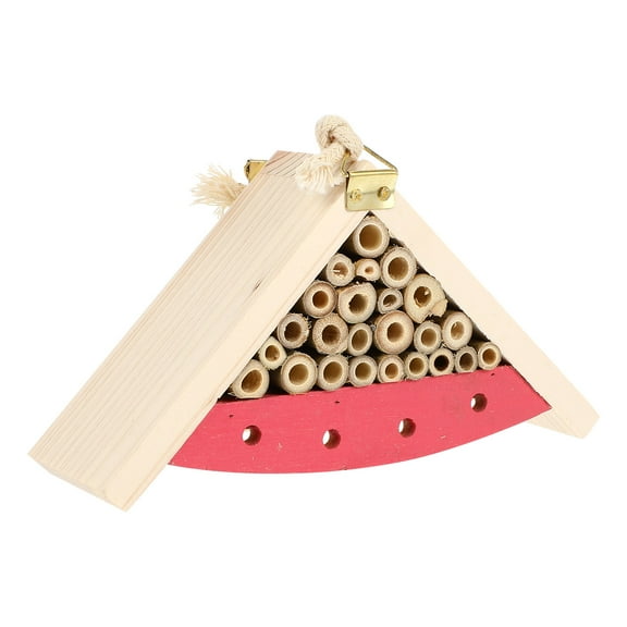 RENACLIPY Pine Wood Bee House Pink for Garden Decor Hanging Design Strong Beautiful