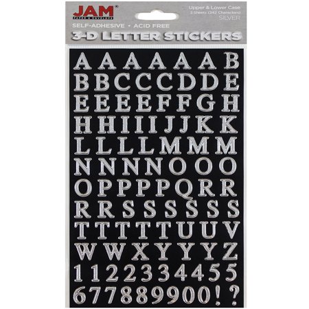 JAM Paper Self Adhesive Alphabet Letters Stickers, Silver, 2/pack ...