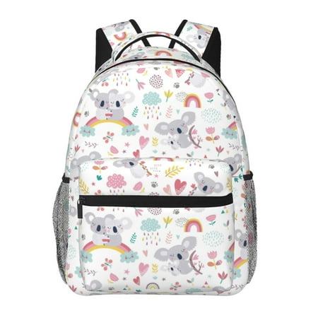 Ratiio Cute Koala Print Eco-Friendly Casual Backpack, Water-Resistant Polyester Canvas Daypack with Smooth Zippers, Comfortable & Durable Travel Bag with Laptop Compartment